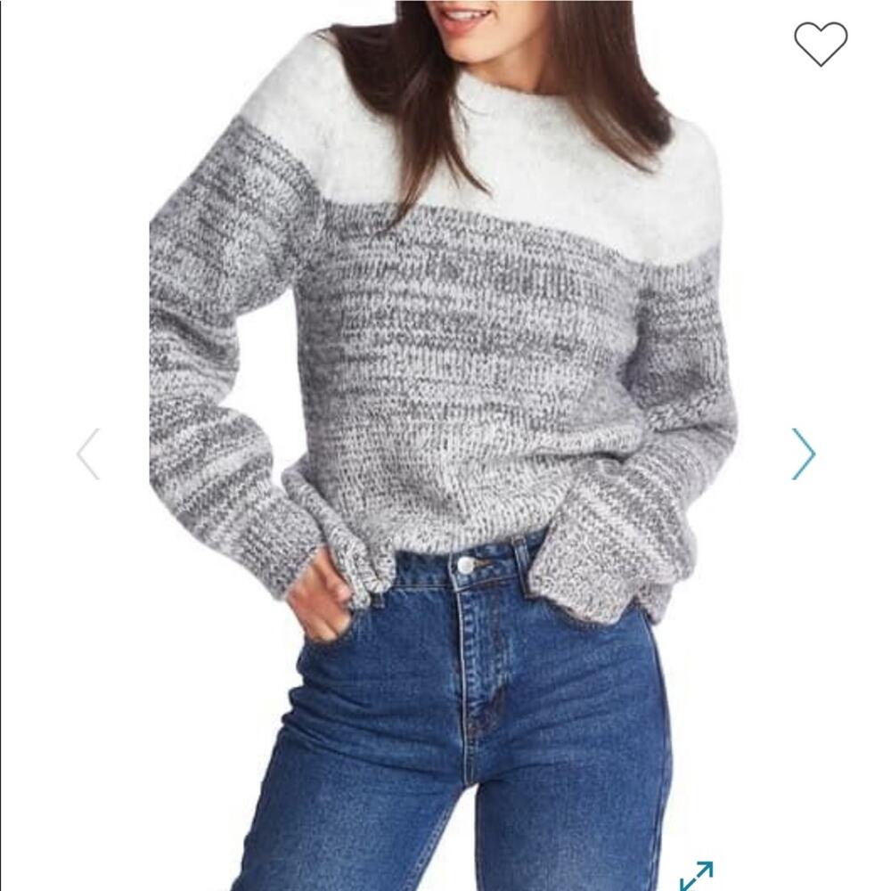 NWOT 1.State Marled Stripe Sweater Heather Grey